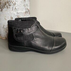 Clarks Cheyn Kisha Leather Ankle Boots Black SZ 10 ECU
